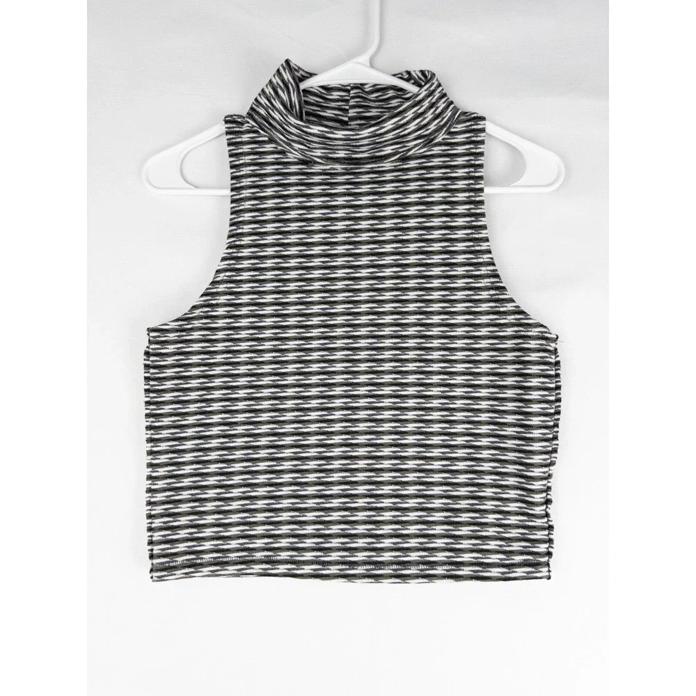 Free People Turtleneck Blouse Top Womens Small‎ Zebra Sleeveless Pullover Boho